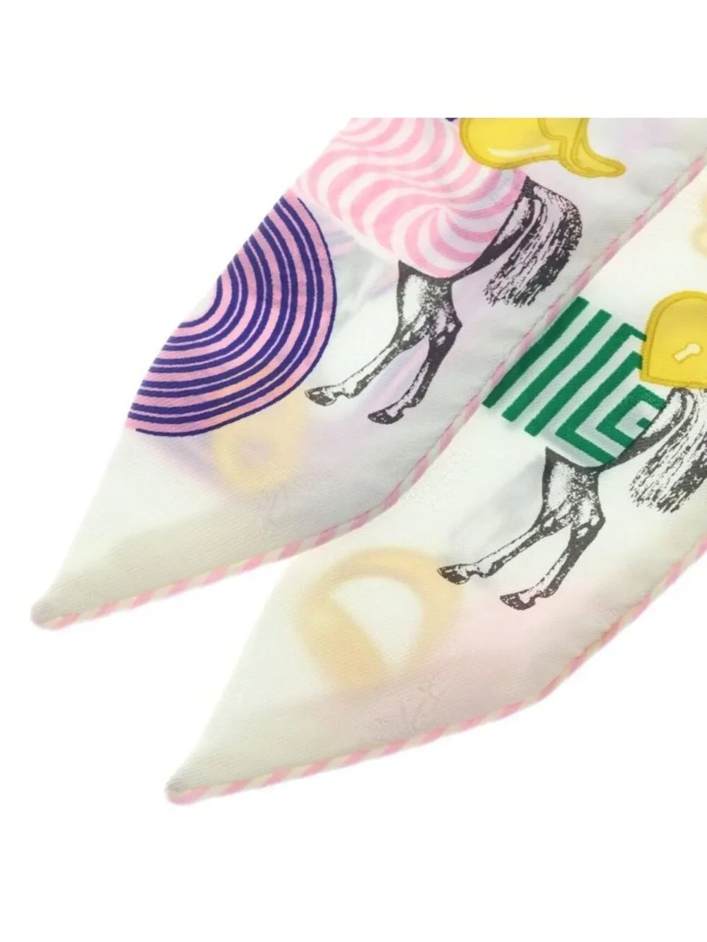 Hermes Twilly Garde Robe Pop Rose Pop Scarf Silk White Pink